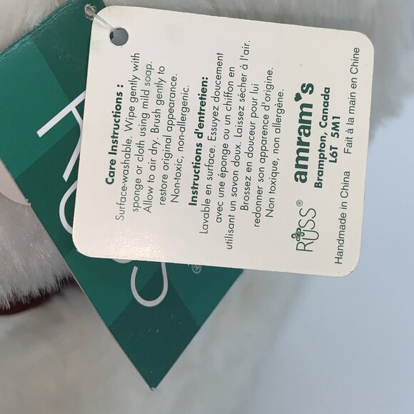 Russ Berrie Tic Toc Christmas Mouse w /Tags Festive Red Bow White Pink - Picture 8 of 9